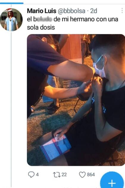 El hermano de la mujer que hizo el posteo se vacunó con la segunda dosis contra el Covid-19 en la puerta del recital del DJ Alan Gómez, el viernes pasado, en Quilmes