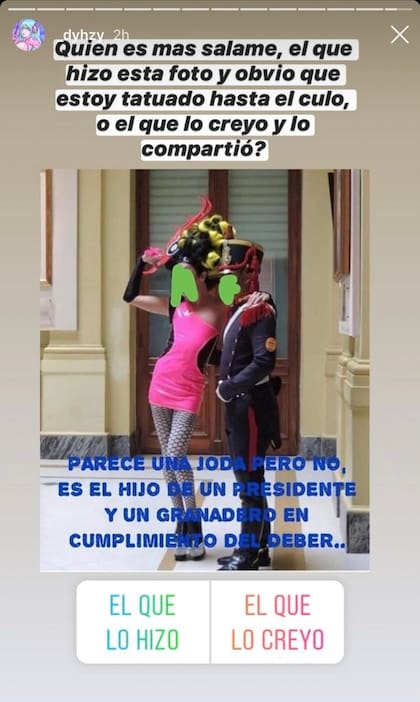 El hijo del Presidente compartió la foto que publicó Viviana Canosa