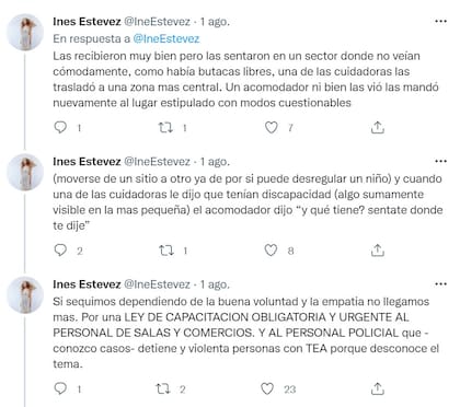 El hilo de Inés Estévez en el que relató el maltrato a sus hijas por parte de un acomodador.