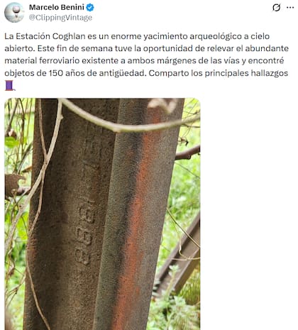 El hilo de X del peridoista Marcelo Benini sobre los elementos históricos que componen la estación Coghlan