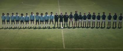 El himno antes del Argentina - Bélgica en la serie de Amazon