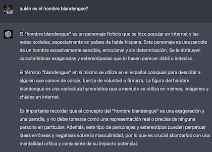 El hombre blandengue, según ChatGPT