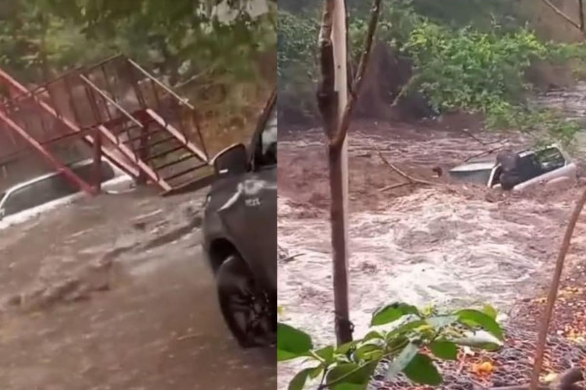 El hombre buscaba cruzar la corriente del arroyo en su 4x4 (Foto: TikTok: The Collins)