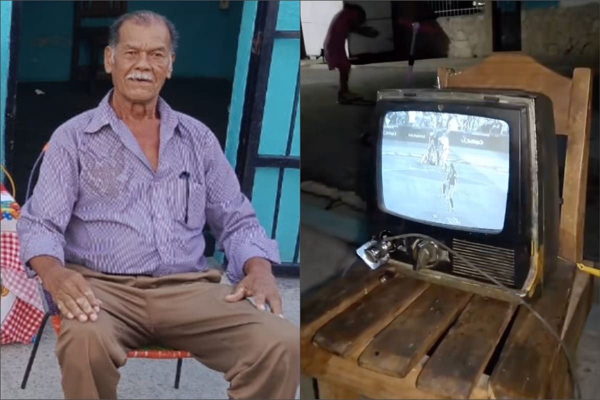 El hombre contó que compró el antiguo televisor con el que vio el WBC cuando se casó en 1971