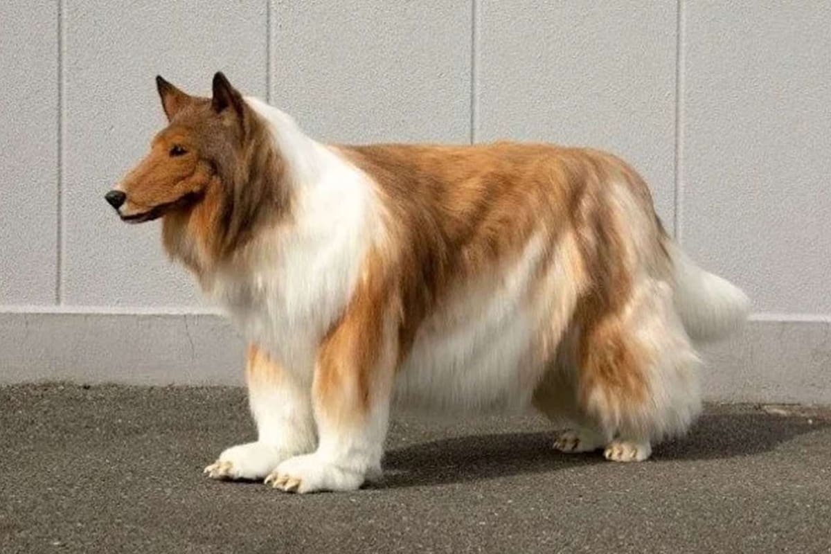 El hombre gastó 15.000 dólares en un disfraz hiperrealista de un collie