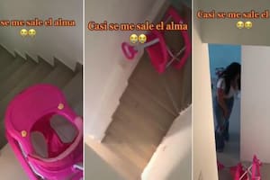El hombre le hizo creer a su esposa que el bebé se caía por las escaleras con andador y todo