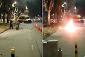 el hombre no tenía los papeles de la moto en la que circulaba por Villa Lugano, y decidió quemar el vehículo antes que se lo quitaran los agentes de tránsito