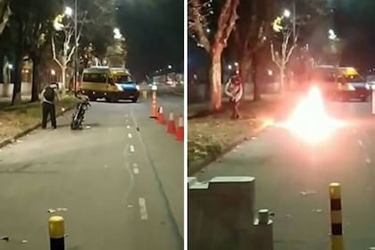 el hombre no tenía los papeles de la moto en la que circulaba por Villa Lugano, y decidió quemar el vehículo antes que se lo quitaran los agentes de tránsito