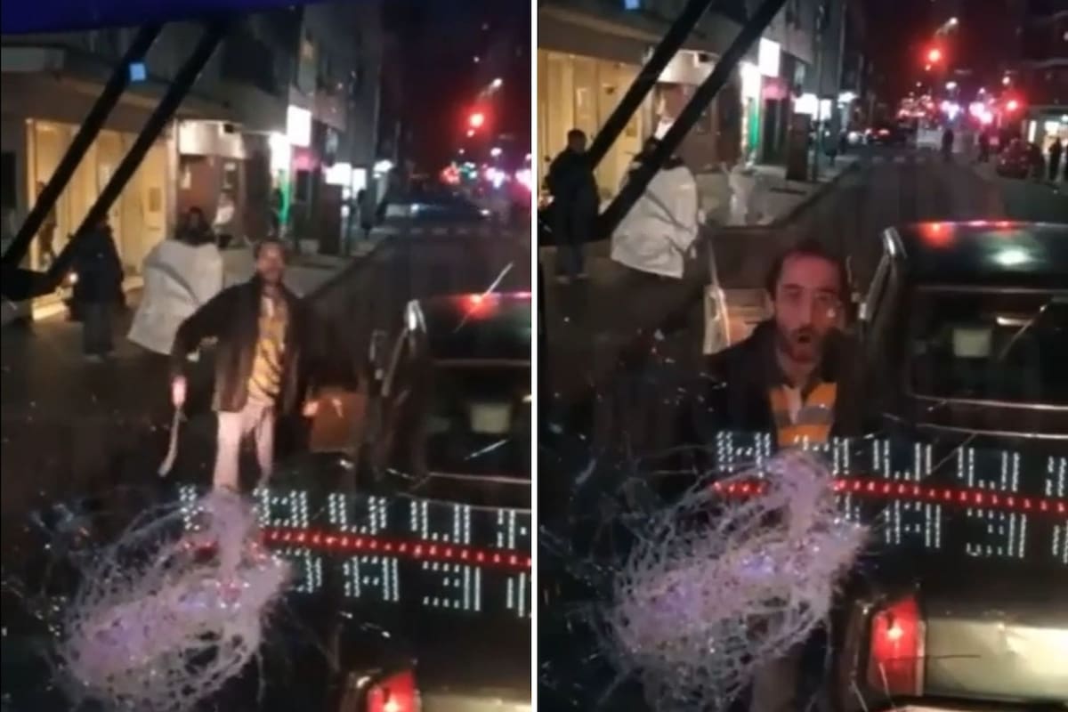 El hombre se bajó del auto con un fierro en la mano y golpeó repetidamente el parabrisas del colectivo