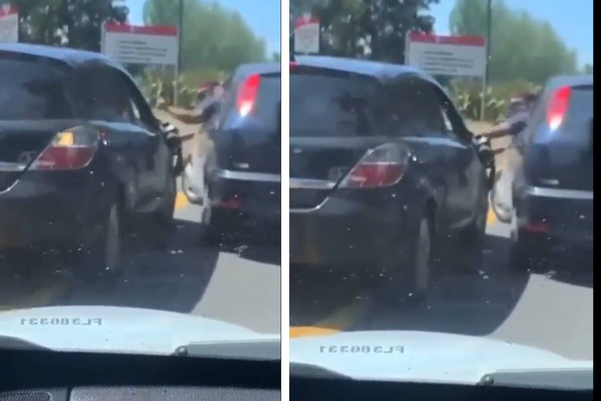 El hombre se bajó y comenzó a asestarle piñas al espejo retrovisor derecho