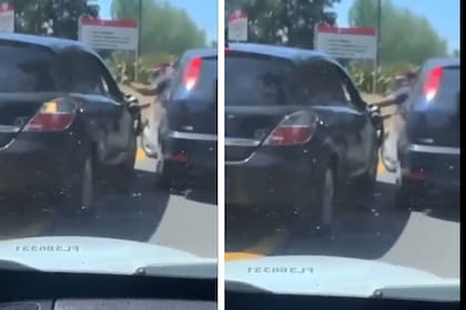 El hombre se bajó y comenzó a asestarle piñas al espejo retrovisor derecho