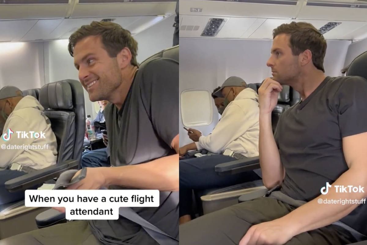 El hombre se esforzó en llamar la atención de la azafata y obtuvo millones de reproducciones en su video