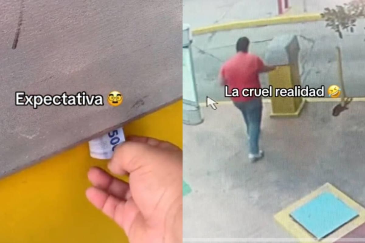El hombre supuestamente deja los billetes en lugares públicos de San Luis Potosí, en México (Foto: TikTok: @liliaangelicauribe)