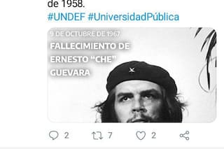 Che Guevara. Polémica por un tuit oficial que envió la Universidad de la Defensa