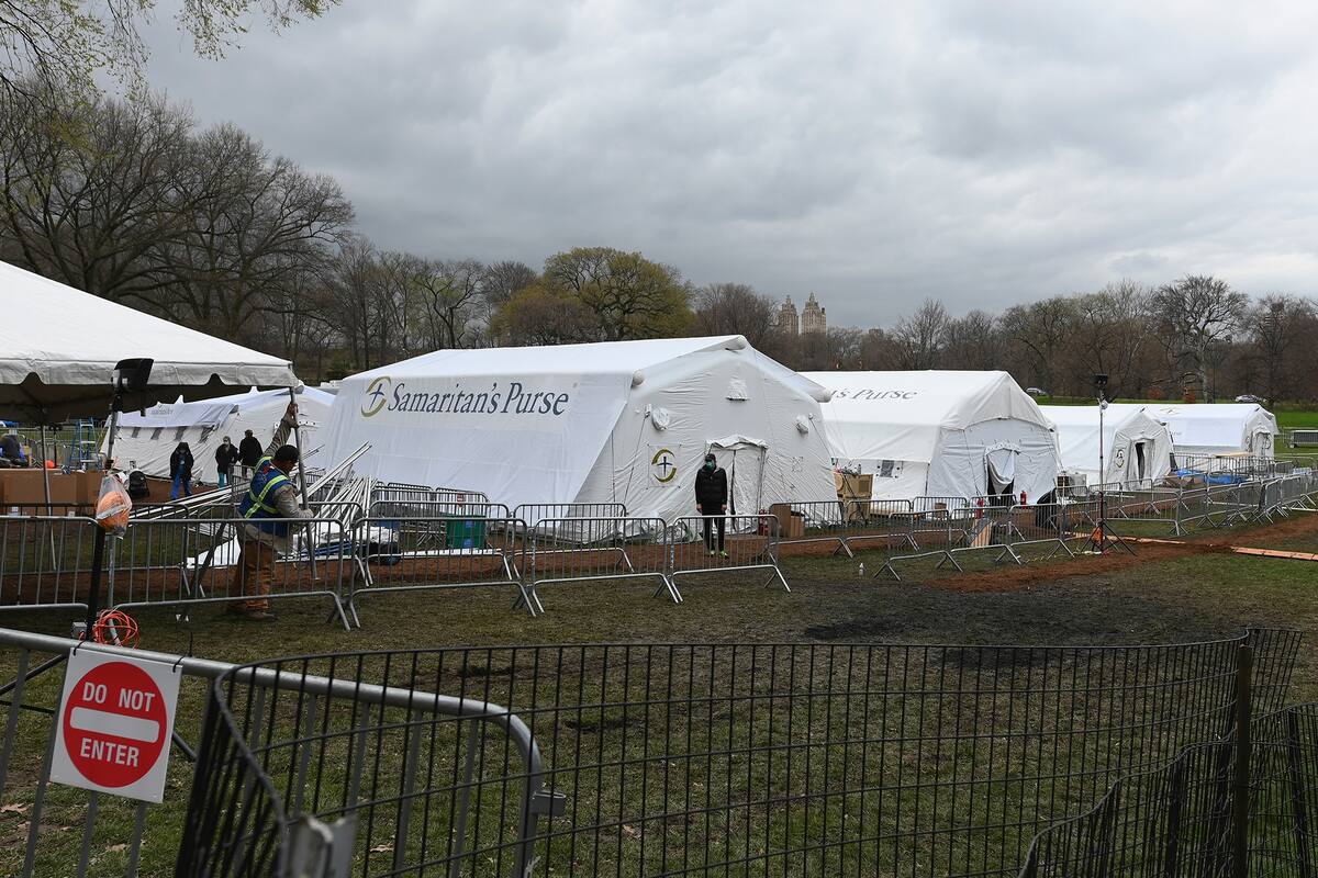 El hospital de campaña, en el Central Park