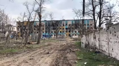 El Hospital N° 4, I.K. Matsuka, en cuyo sótano se había escondido la familia Mezhevoy durante el ataque ruso en los primeros meses de la guerra.