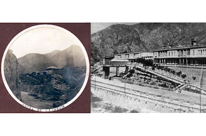 El hotel de finales del siglo XIX vs. el hotel que el aluvión se llevó en 1934.