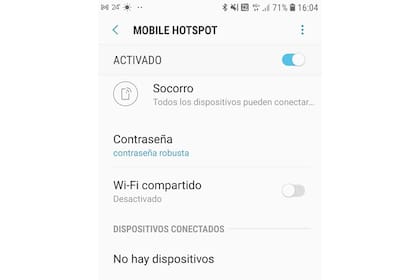 El hotspot listo para recibir conexiones