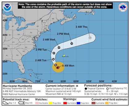 El huracán Humberto se alejará de la costa de Estados Unidos, aunque mientras tanto se sentirán sus efectos
