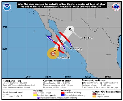 El huracán Polo cruzará brevemente el golfo de California tras atravesar la península