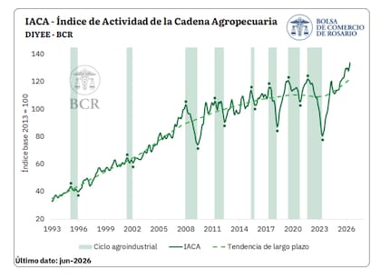El IACA-BCR exhibió un incremento mensual desestacionalizado del 3% en junio y, con este
resultado, la serie superó el máximo alcanzado en febrero y se posicionó en el nivel más elevado
desde el inicio de los registros