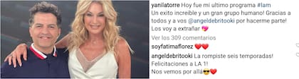 El ida y vuelta entre Ángel de Brito y Yanina Latorre en Instagram