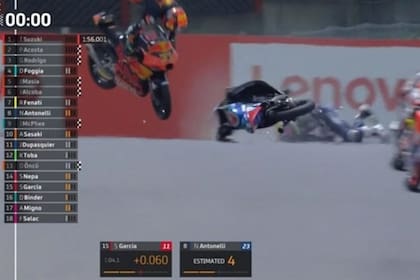 El impacto de Dupasquier en el circuito Mugello, durante la clasificación del Moto3