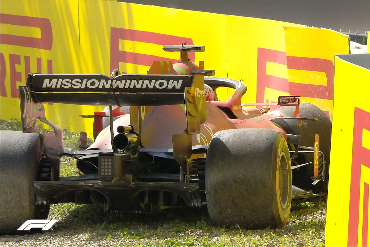 El impacto de Leclerc durante los ensayos en Imola