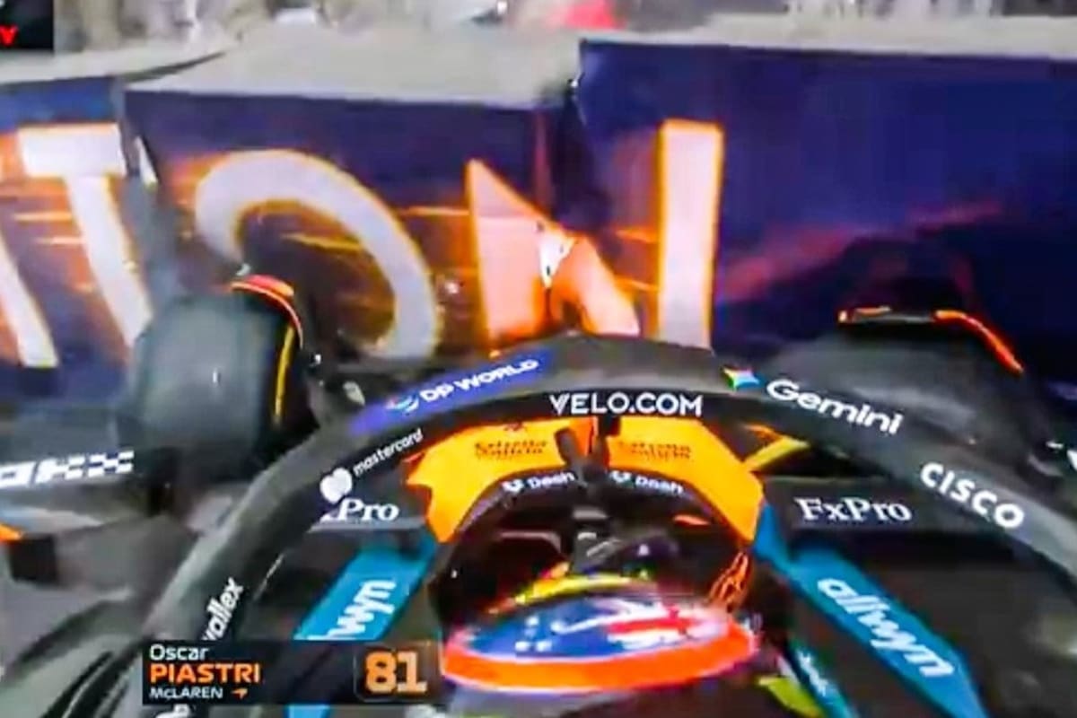 El impacto de Oscar Piastri en los primeros instantes del circuito de Bakú; el australiano tuvo que abandonar