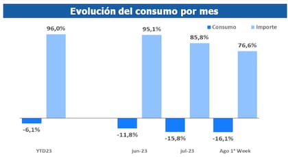 El índice de consumo viene en sostenida caída