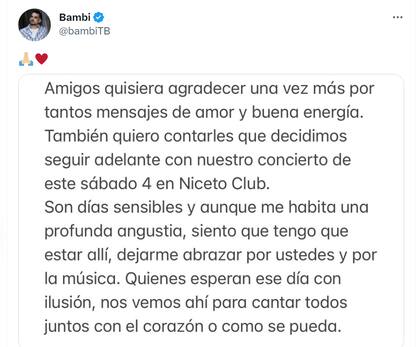 El inesperado anuncio de Bambi tras la mejoría de Chano