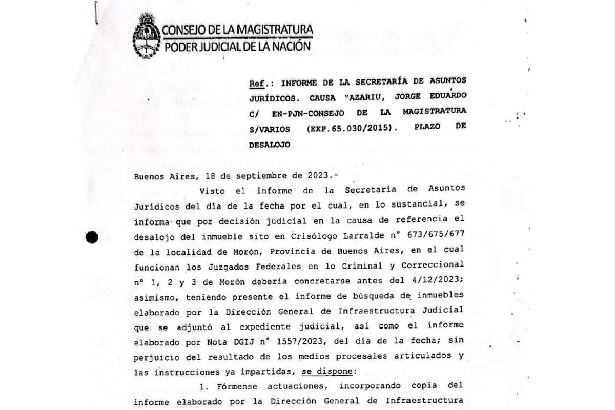 El informe de la Secretaría de Asuntos Jurídicos del Consejo de la Magistratura