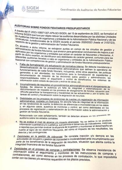 El informe reservado de la época de Alberto Fernández