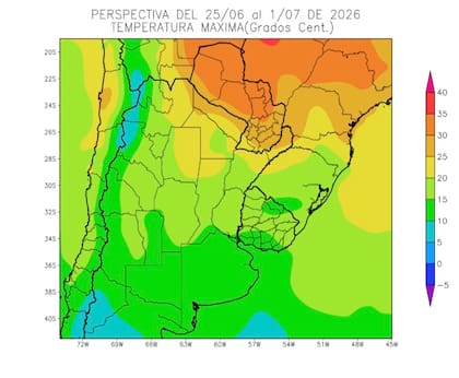 El informe también prevé la posibilidad de nevadas en sectores de Cuyo y de la región pampeana hacia el cierre de la semana