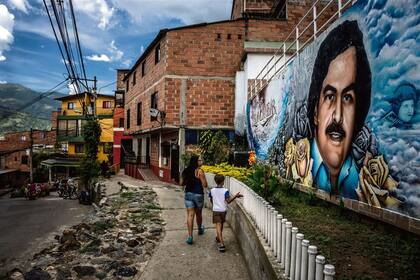El ingreso al barrio Pablo Escobar, en Medellín