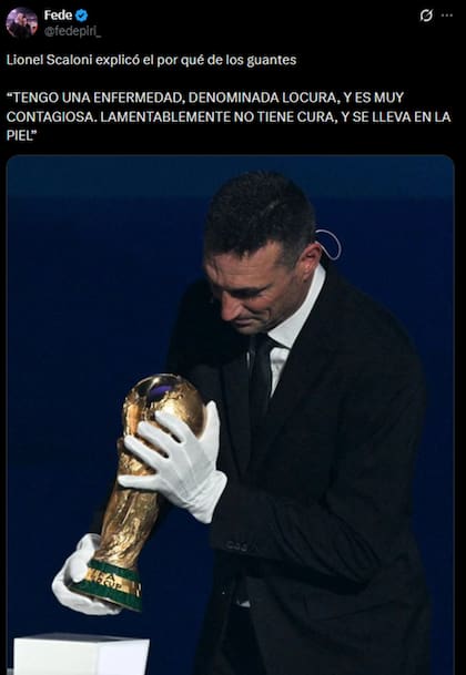 El ingreso de Scaloni con guantes no pasó por alto entre los futboleros