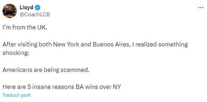 El inicio del hilo comparativo entre Nueva York y Buenos Aires