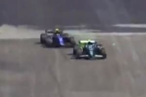 El instante previo a que Franco Colapinto, piloto argentino de la escudería Williams, sobrepase a Fernando Alonso (Aston Martín) por posicionarse décimo en el GP de Estados Unidos
