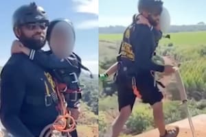 Uno de los instructores de rope jumping detenido en Brasil había saltado antes con un niño sujetado a su pecho