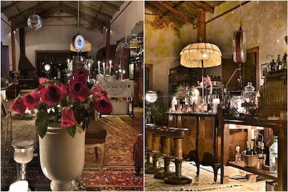 El interior de la casona combina objetos decorativos antiguos con una impronta rústica