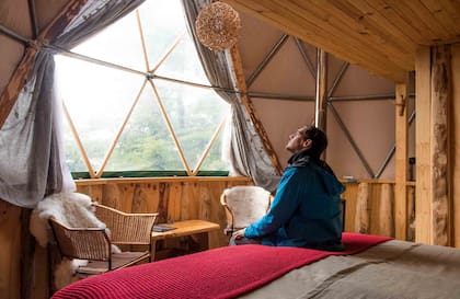 El interior de uno de los Ecodomos.