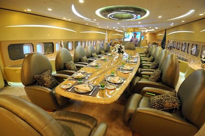 El interior del Boeing 747-430, la nave del Sultán de Brunéi