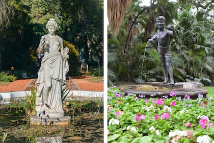 El jardín botánico contiene obras de arte en todo su recorrido, entre fuentes y macizos de plantas