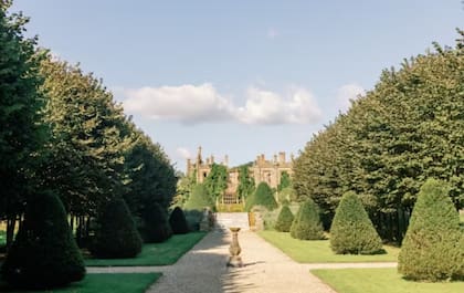 El jardín formal de Parnham House, con su seto geométrico y sus senderos simétricos, forma parte del paisaje histórico de la propiedad, que ocupa aproximadamente 53 hectáreas en Dorset, Inglaterra
