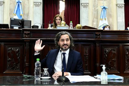 El Jefe de Gabinete, Santiago Cafiero, durante el informe que dio la semana pasada ante el Senado