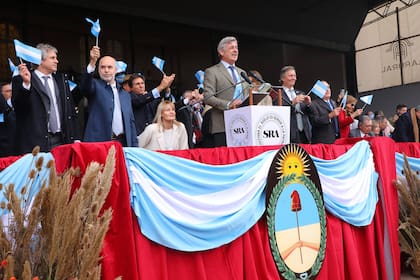 El jefe de Gobierno porteño, Horacio Rodríguez Larreta, estuvo en el palco del acto inaugural a la derecha del presidente de la Rural, Nicolás Pino