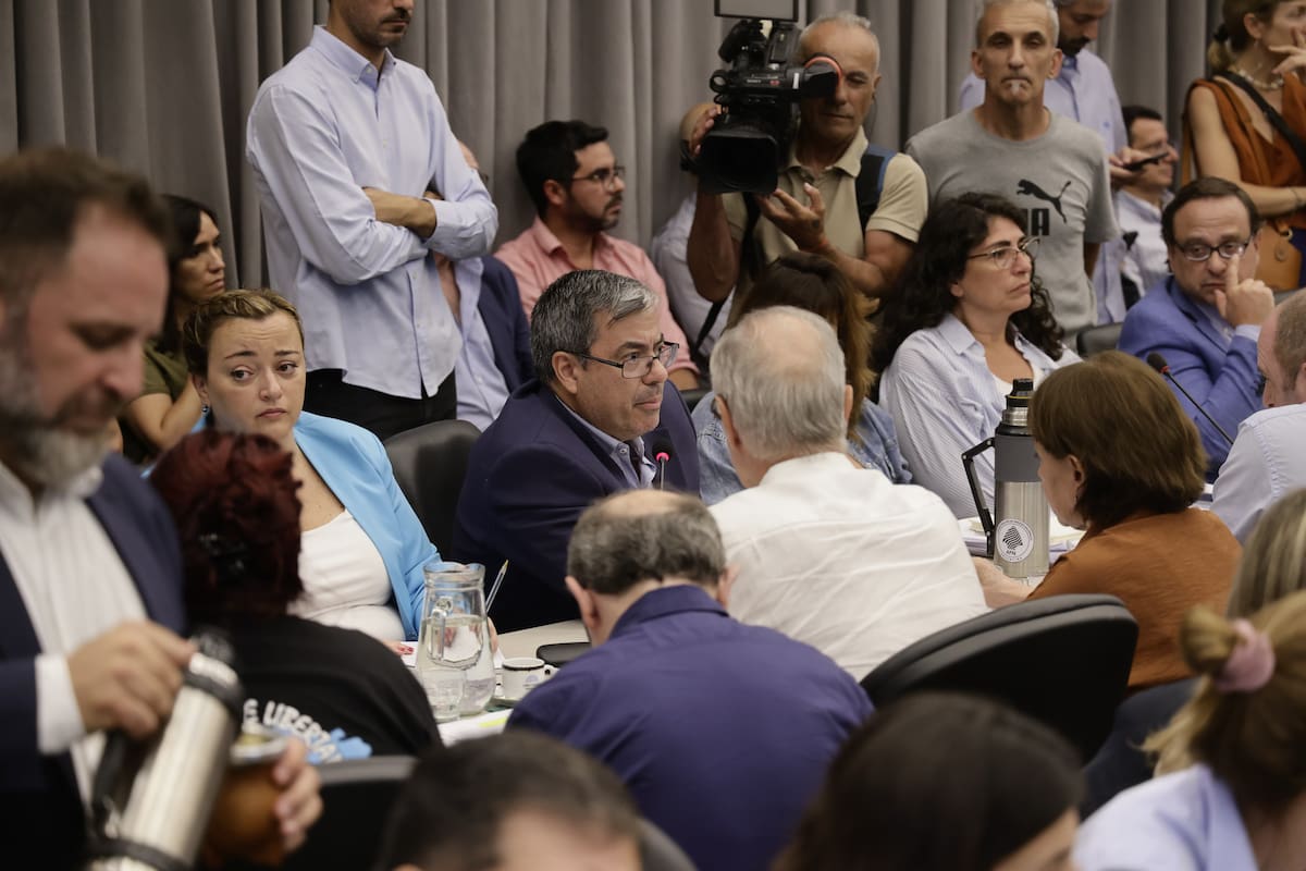 El jefe del bloque de Unión por la Patria (UxP) en Diputados, Germán Martínez, durante el plenario de comisiones