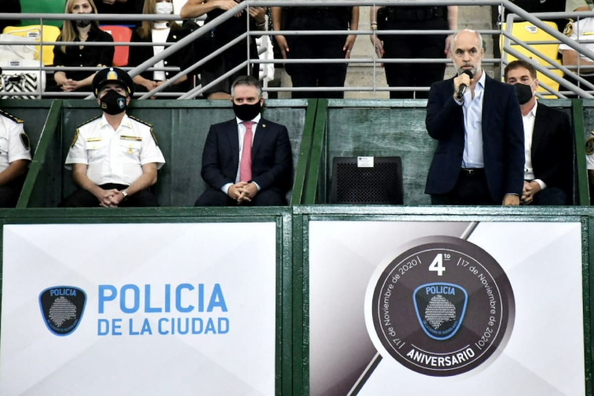 El jefe del gobierno porteño, Horacio Rodríguez Larreta, encabezó el acto en recuerdo a la creación de la Policía de la Ciudad