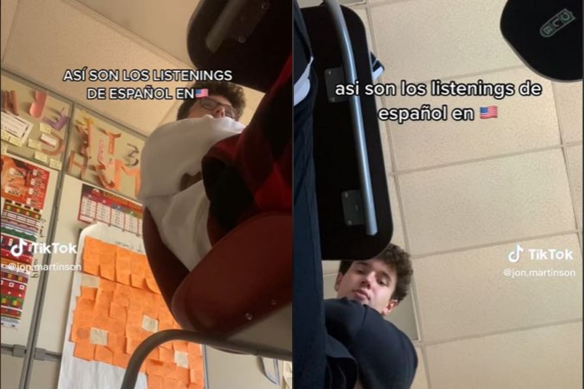 El joven grabó las voces del “listening” de su clase de español