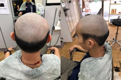 El joven se llevó la sorpresa cuando le dijeron que el corte estaba terminado